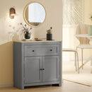 Credenza Cucina Bassa 78.5x35x80 cm con Cassetto e Armadietto in Legno Grigio      