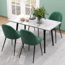 Set 4 Sedie Moderne Imbottite con Schienale Ricurvo 50x52x83 cm in Tessuto Effetto Velluto e Acciaio Verde