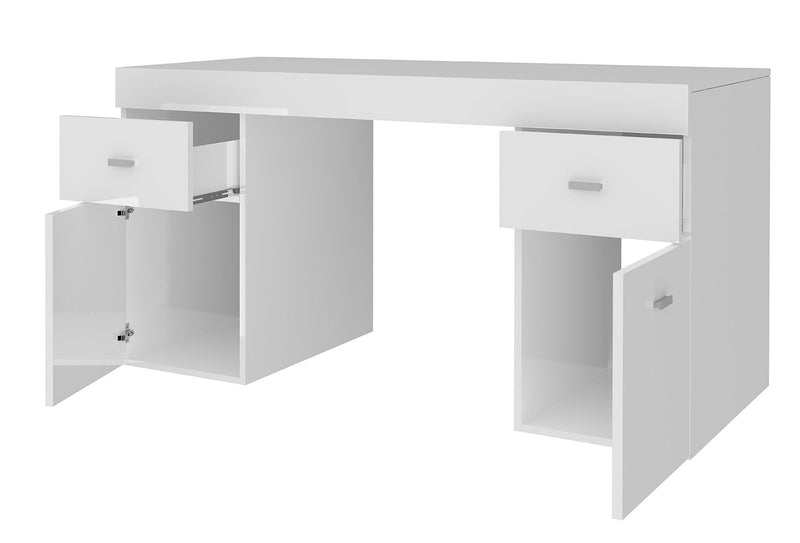 Scrivania 2 Ante 2 Cassetti 130x60x75 cm Sliding Larice bianco