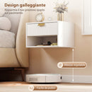 Set di 2 Comodini Sospesi 40x30x25 cm con Cassetto Canettato e Mensola Aperta in Melanina Bianco      