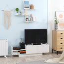Mobile TV con Armadietto e Mensola a Muro  150x31,5x40 cm in Legno Bianco