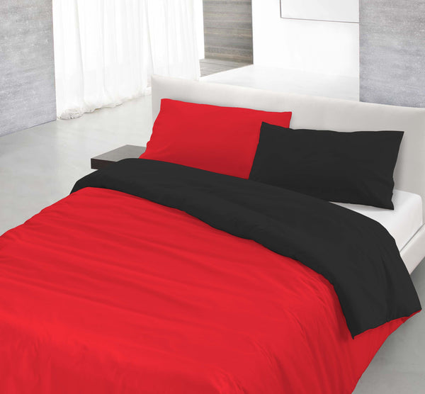 sconto Copripiumino con Sacco e Federe Doubleface Rosso\/Nero