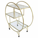 Carrello da Cocktail 3 Ripiani 94x82x37 cm in Vetro e Ferro Oro