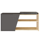 Panca con Scarpiera da Ingresso 104x37x47 cm con 2 Ripiani Porta Scarpe Anta e Cuscino in MDF Grigio      