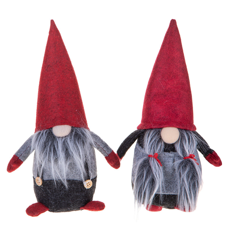 Set 2 Elfi H23,5 cm in Tessuto Rosso/Grigio