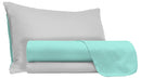 Set Lenzuola Sopra Sotto e Federe Doubleface Verde Acqua\/Grigio Chiaro