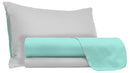 Set Lenzuola Sopra Sotto e Federe Doubleface Verde Acqua\/Grigio Chiaro