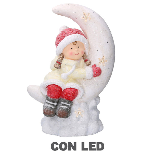 Bambina in plastica luna con Led bianco cm 36,5x21xh52 sconto