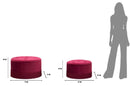 Puff Contenitore Lines New Coppia Bordeaux Ø71x41-55x33 cm in Legno Spugna e Poliestere Bordeaux
