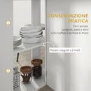 Tavolo da Pranzo Pieghevole per 2-4 Persone 120x60x77 cm con 6 Ruote Ripiani a 2 Livelli e 2 Ribalte in Pannello di Particelle Bianco      