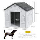 Casetta per Cani da Esterno 65x75,7x63 cm con Tetto Inclinato in PP Impermeabile Grigio  