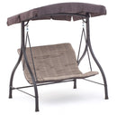 Dondolo 2 Posti da Giardino 160x112x163 cm in Ferro e Poliestere Haiti Beige