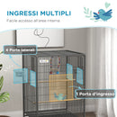 Voliera Gabbia per Uccelli 48x46x74 cm in Acciaio con Ruote Grigio