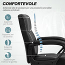 Sedia Operativa da Ufficio Reclinabile in Pelle PU Nero  