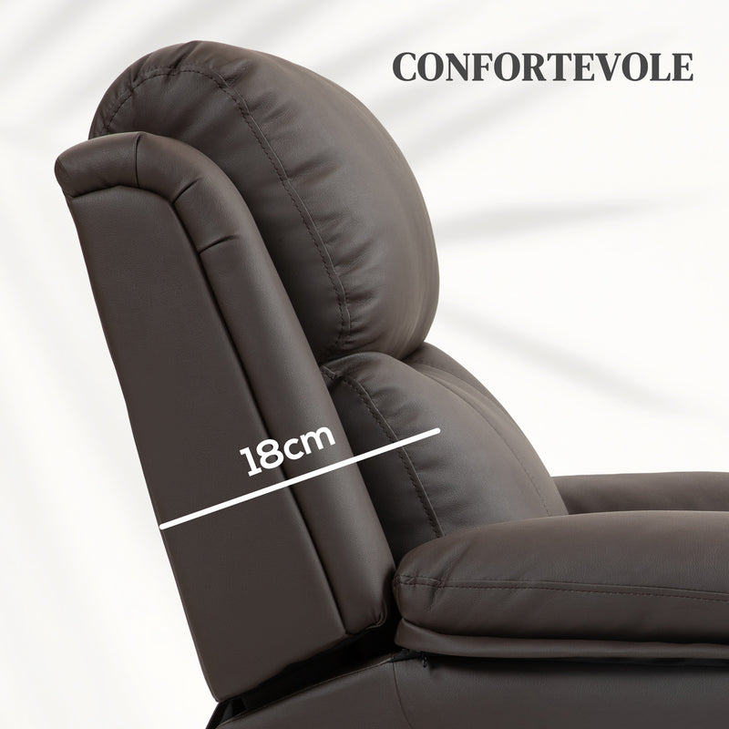 Poltrona Alzapersona Reclinabile con Poggiapiedi e Telecomando 76x90x105 cm Marrone  
