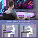 Scrivania Angolare Reversibile LED integrati Prese USB Ripiani e Supporto Monitor Nero 