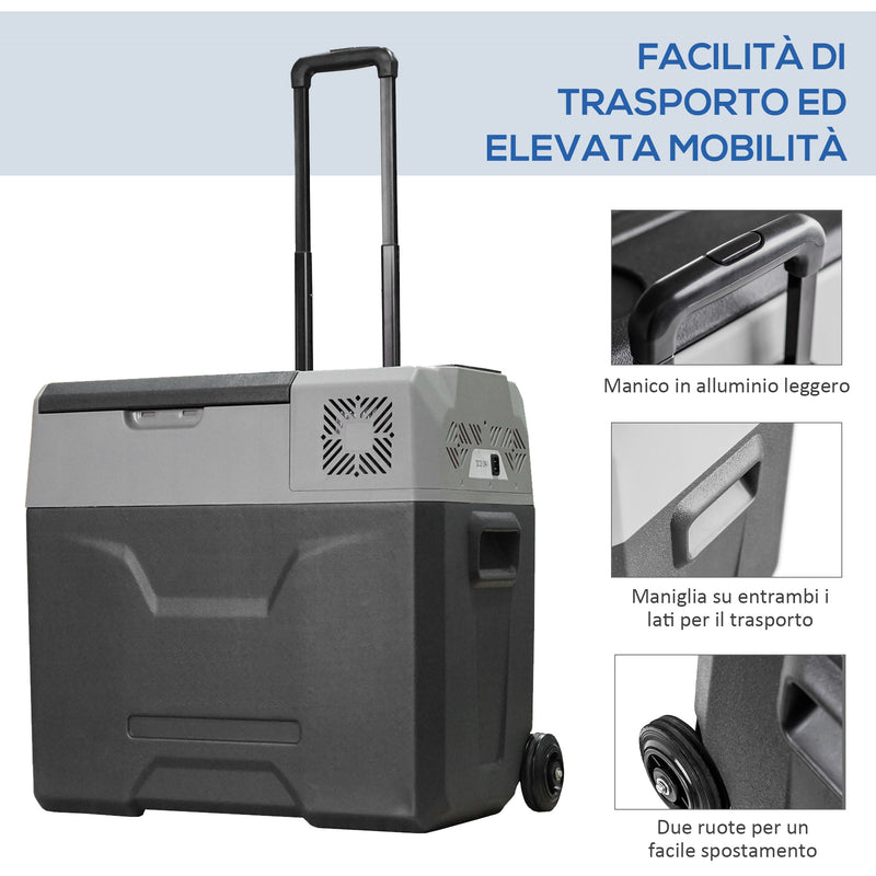 Frigo Portatile per Auto da 50L 58,6x37,8x54,5 cm con Pannello Touch e Ruote Grigio   