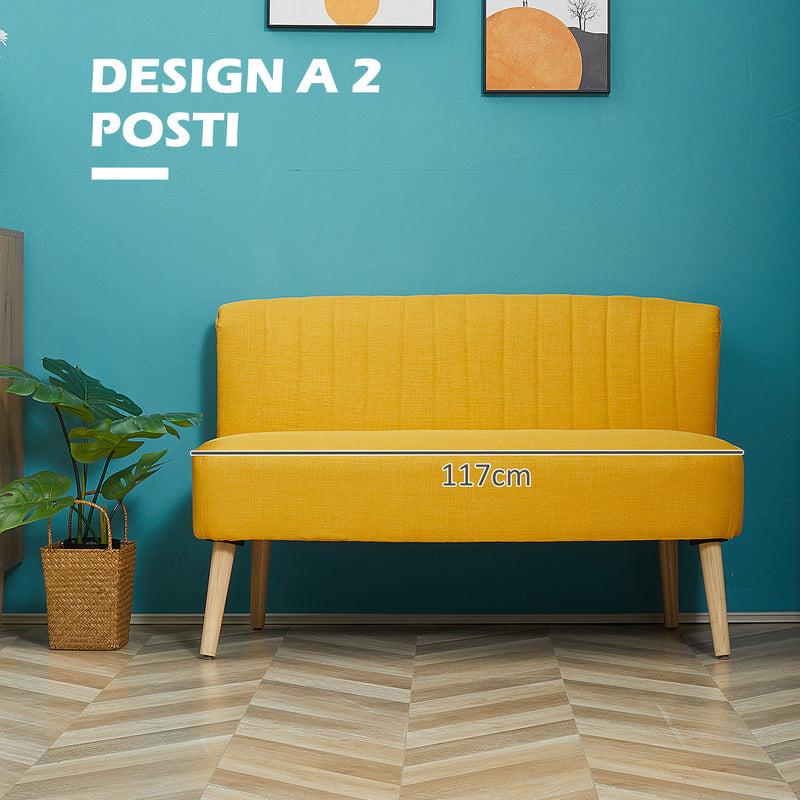 Divano Posti Design Minimal Senza Braccioli in Tessuto con Gambe