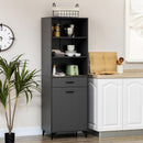 Mobile Dispensa Alto 60x42x180 cm Ripiani Regolabili Aperti in Truciolato e MDF Grigio