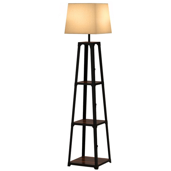 sconto Lampada da Terra Ø42x166 cm in Metallo e MDF Nero e Beige