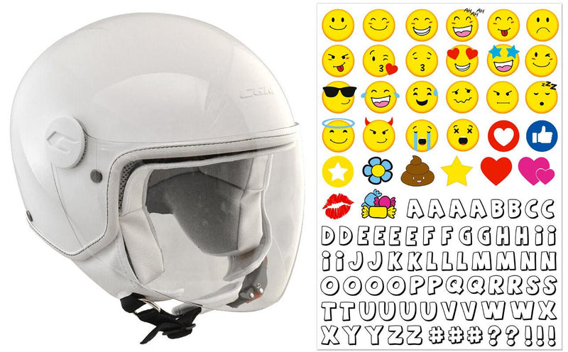 Casco Demi-Jet per Bambini Visiera Lunga CGM Magic Smile 205S Bianco YS - (49-50 cm)