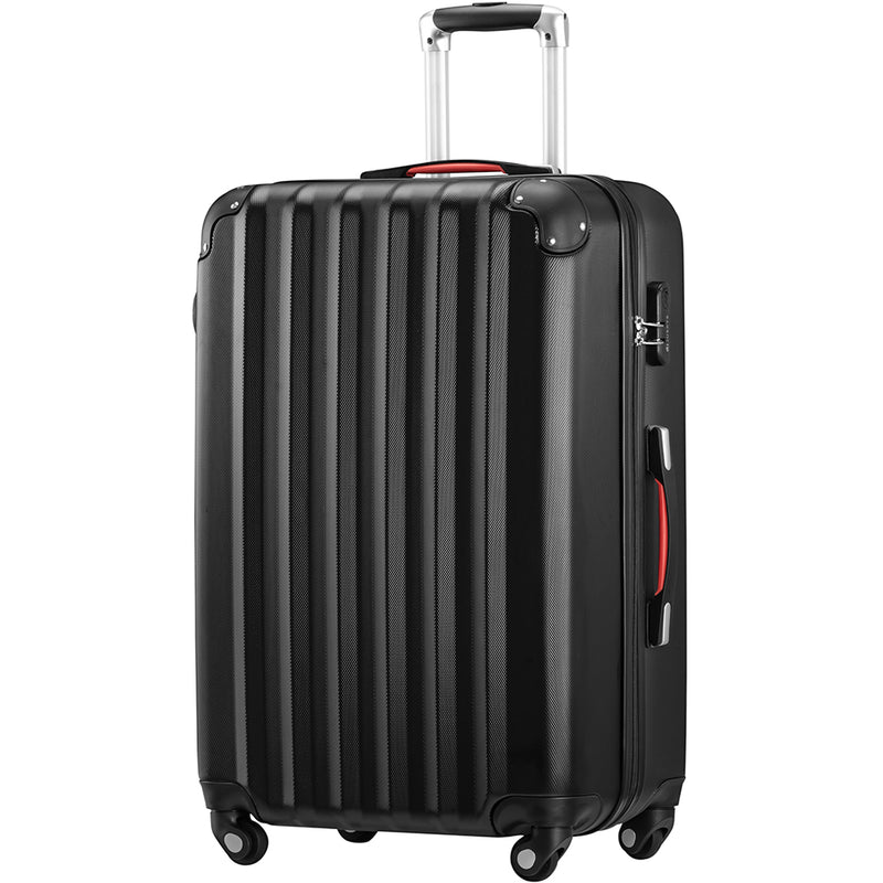 Set 4 Valigie Trolley e Beauty Case Rigide da Viaggio Easy Roll Angoli Rinfornzati in ABS Nero  