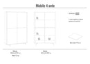 Mobile Multiuso 4 Ante 107x169x41 cm Ossido Bianco/Ossido Nero