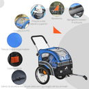 Carrellino Rimorchio per Cani da Bicicletta 130x58x94 cm in Metallo e Tessuto Oxford Blu