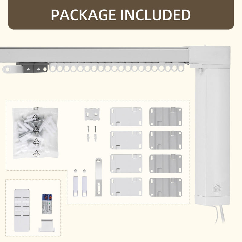 Binario per Tende Motorizzato 2,45-4,6m con Telecomando in Alluminio Bianco