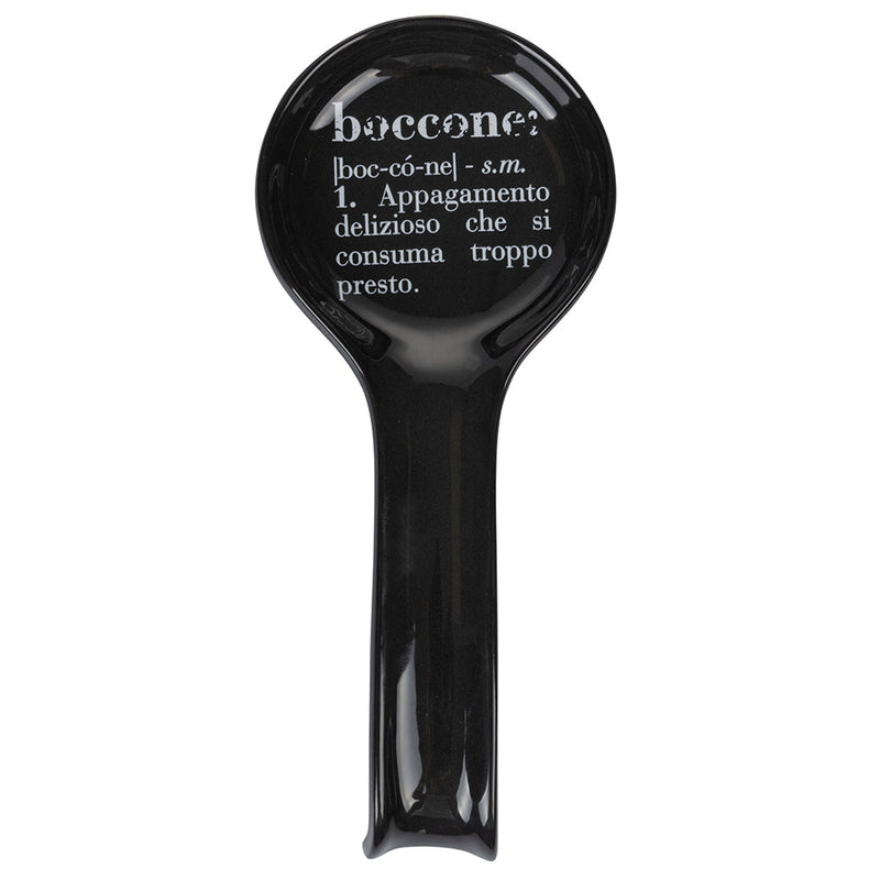 Poggiamestolo "Boccone" 28x12x3 cm in Ceramica VdE Tivoli 1996 Nero