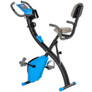 Cyclette Pieghevole 8 Livelli di Resistenza con Seduta Regolabile Blu e Grigio      