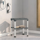 Sgabello per Doccia 46x33x39-49 cm con Mensola Integrata Altezza Regolabile 5 Livelli Portata 150kg in Alluminio Grigio      
