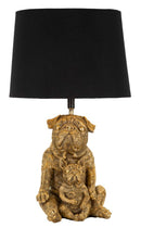 Lampada da Tavolo Dog Ø26x43,8 cm in Resina e Ferro e Tessuto Oro e Nero      