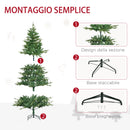 Albero di Natale Artificiale H180 cm 1443 Rami con Decori e Base in Metallo Verde