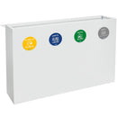 Pattumiera per Raccolta Differenziata 4 Scomparti 240 L 120x30x80 cm in Acciaio Verniciato Bianco