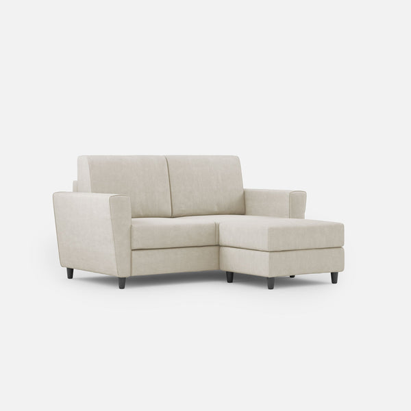 Divano 2 Posti con Pouf 152x155x85 cm Yasel in Tessuto Latte prezzo