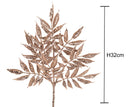 Set 12 Rami Ruscus con Glitter H32 cm Champagne