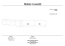 Mobile Basso 4 Cassetti 179x50x47 cm Noce Stelvio/Ossido Bianco
