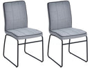 Set 2 Sedie imbottite in Acciaio e Tessuto Lino 44x55x88 cm  Grigio Chiaro