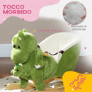 Cavallo a Dondolo per Bambini 32 Melodie in Legno e Peluche Dinosauro Verde 