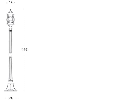 Lampada Palo Medio per Giardino Colore Grigio per Esterno Linea Molata Sovil