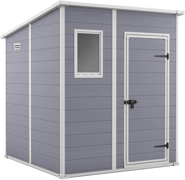 Casetta da Giardino Porta Attrezzi 183,5x185x200 cmin Resina Effetto Legno Keter Manor Pent 6x6 Grigia online