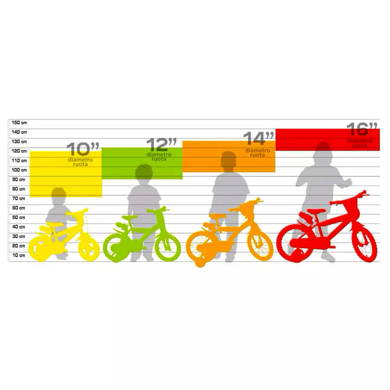 Bicicletta per Bambino 14"" 2 Freni Sportivo Giallo Neon e Nero