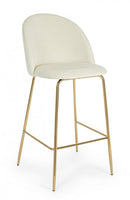 Set 2 Sgabelli 51x55x105 cm in Poliestere Effetto Velluto Bianco