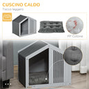 Cuccia per Cani a Casetta 60x43x55 cm in Truciolare e Poliestere Grigio