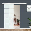 Porta Scorrevole Vetrata 75x210 cm Satinata a Strisce 