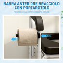 Sedia a Rotelle con WC Impermeabile 4 in 1 53x97x 97 cm in Alluminio e Plastica Nero   