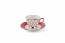 Set 6 Tazzine da Caffè con Piattini Villa d'Este Home Tivoli Wonderland Rosso
