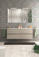 Mobile da Bagno Sospeso con Lavabo 120  cm 2 Vasche e Specchio Bali Light Double Rovere Naturale      