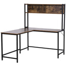 Scrivania da Ufficio ad Angolo Porta PC in Legno e Metallo 140x125x149 cm  Marrone Scuro